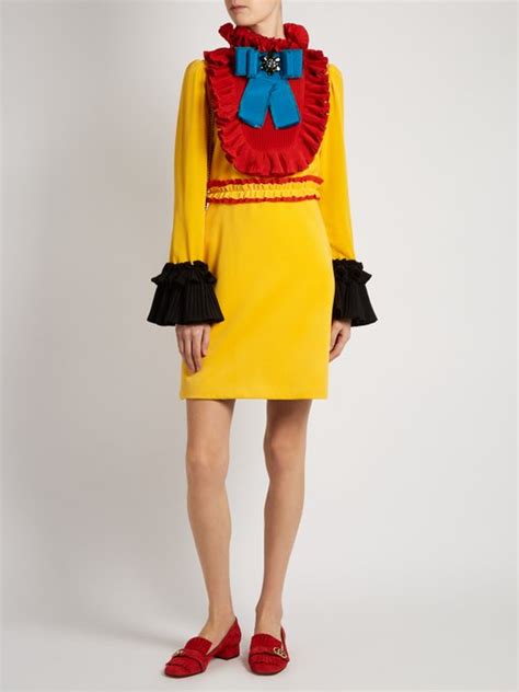 gucci yellow dress|gucci velvet dress.